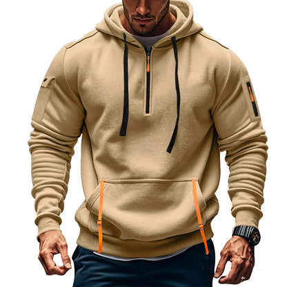 Sudadera para Hombres Men's Sweatshirts Autumn Winter New Thin Fleece Lining  Hooded Sweatshirt Zip Multi-pocket Pullover Men's Sports Jacket Men