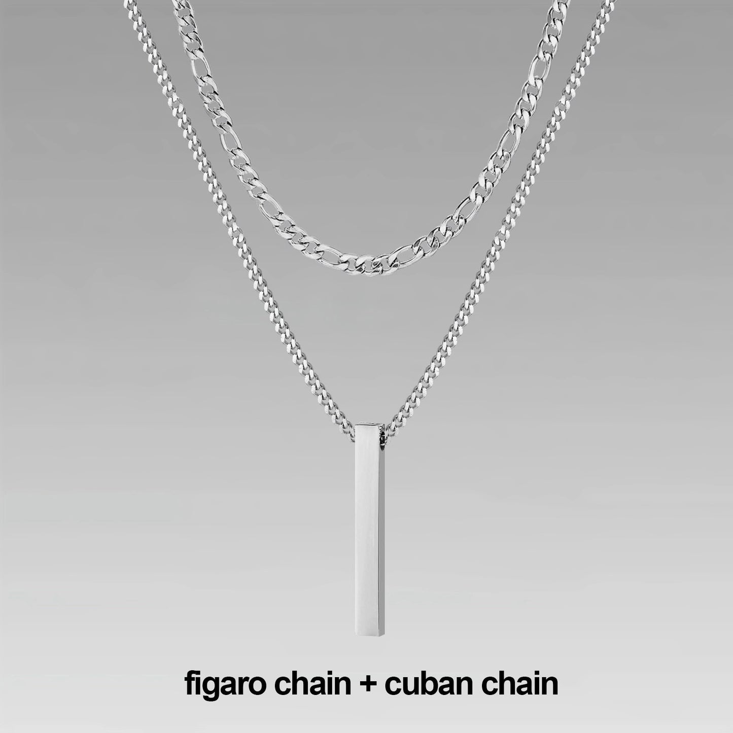 3D Vertical Bar Necklaces for Men Pendiente y Collar para Hombre