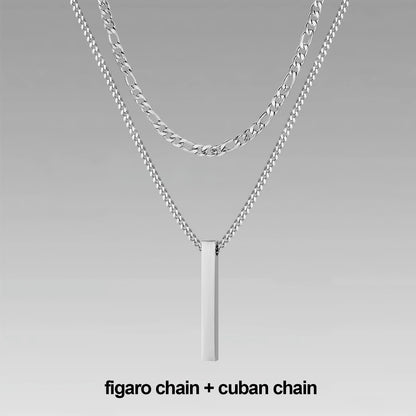 3D Vertical Bar Necklaces for Men Pendiente y Collar para Hombre