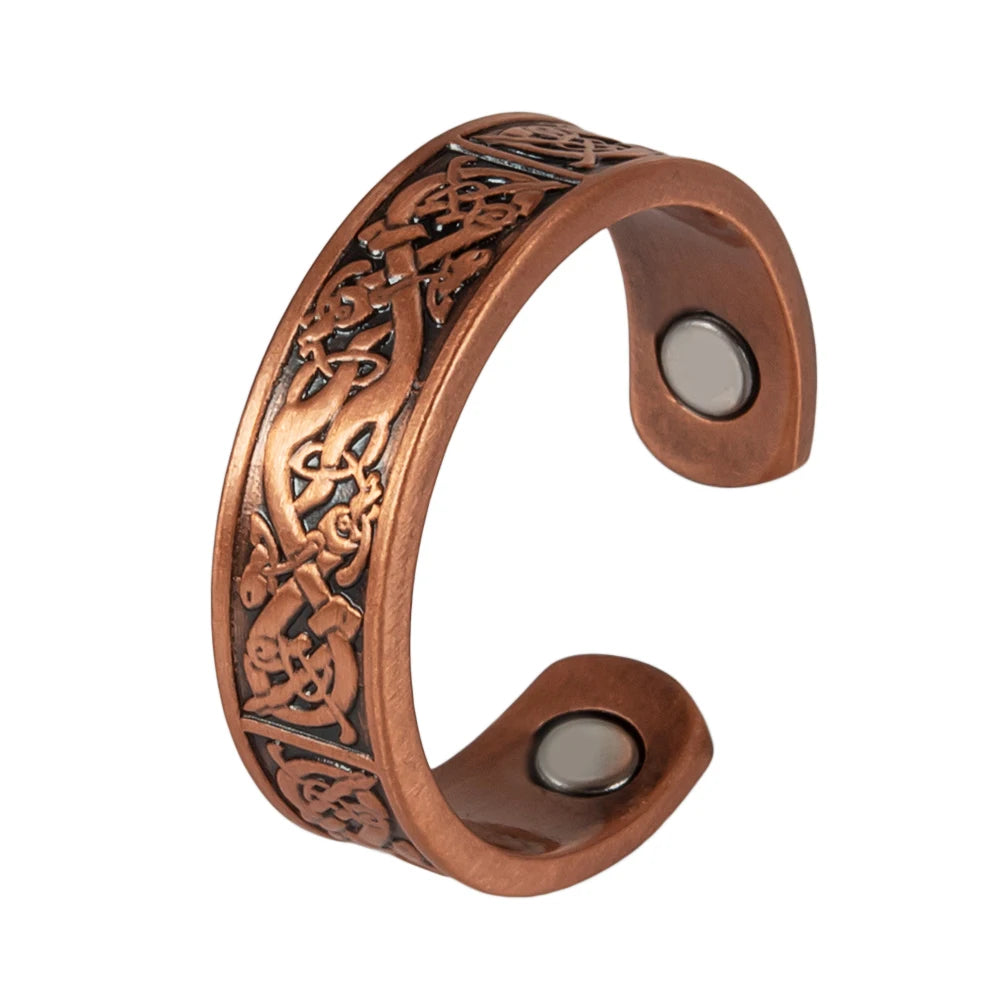 Anillo para Hombres o Mujeres Ring for Men or Women Pure Copper Magnetic Rings Viking Vintage 6.5mmFinger Cuff Adjustable Resizable