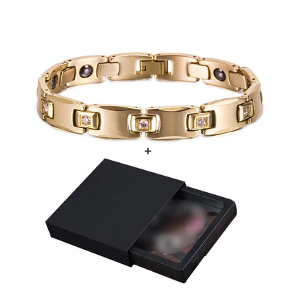 Men's Bracelet Pulsera para hombres Anti-scratch Tungsten Bracelet Cubic Zircone Health Energy Jewelry Couple Lovers Hematite Chain Tungsten Bracelet for Men Women