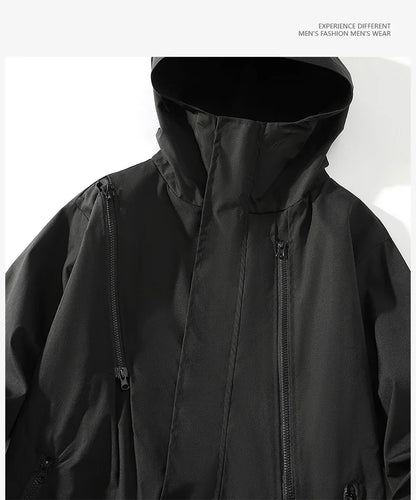 Chamarra para Hombres Men's Outdoor Jacket Casual Fashion Stylish Zipper Hooded Jackets Solid Color Simple Style Climbing Camping Outwear Autumn New