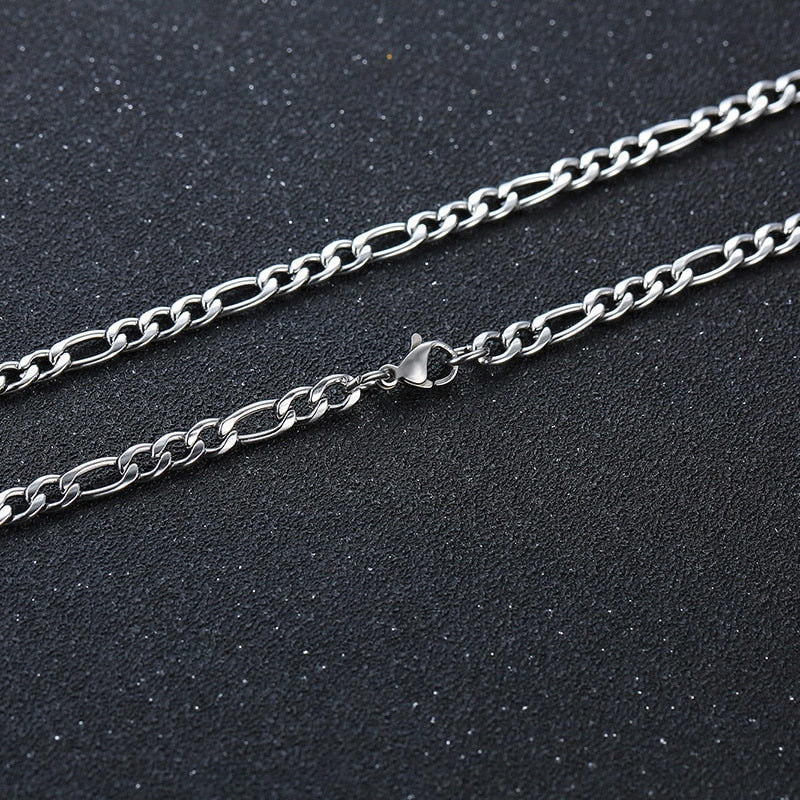 Pendiente y Collar para Hombre 3D Vertical Bar Necklaces for Men figaro chain