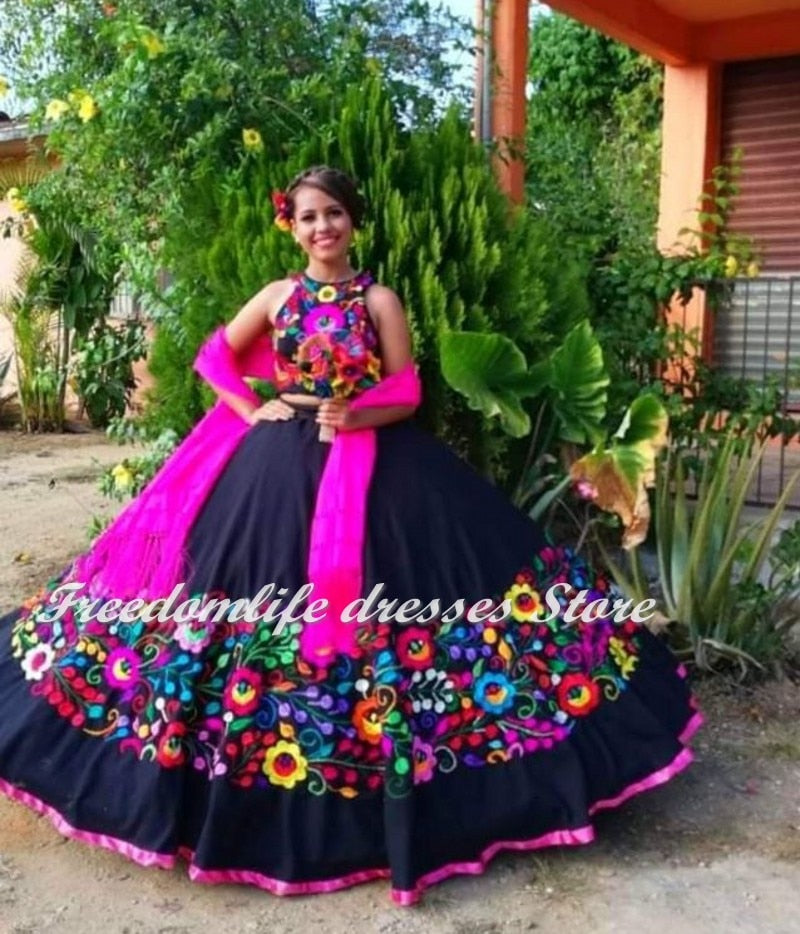 Quinceanera Dress vestido de 15 años Two Pieces With Wrap Embroidery Off the Shoulder Sweet 16 Quince XV Prom Gowns