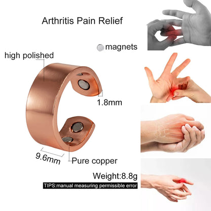 Anillo para Hombres o Mujeres Ring for Men or Women Pure Copper Magnetic Rings 9mm Wide