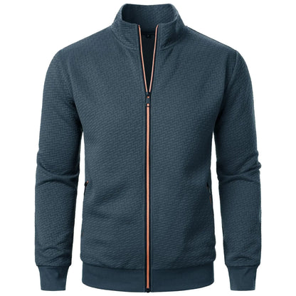 Sueter para hombres Spring Autumn Zipper Stand Collar Coat Men's Casual Jacquard Cardigan Sweatshirts Jackets for Men