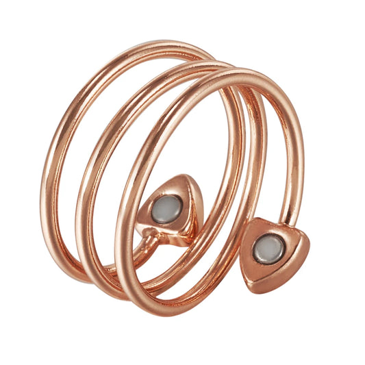 Anillo para Hombres o Mujeres Ring for Men or Women Pure Copper Magnetic Rings 3 Rows Finger Cuff Adjustable Jewelry Metal Resizable