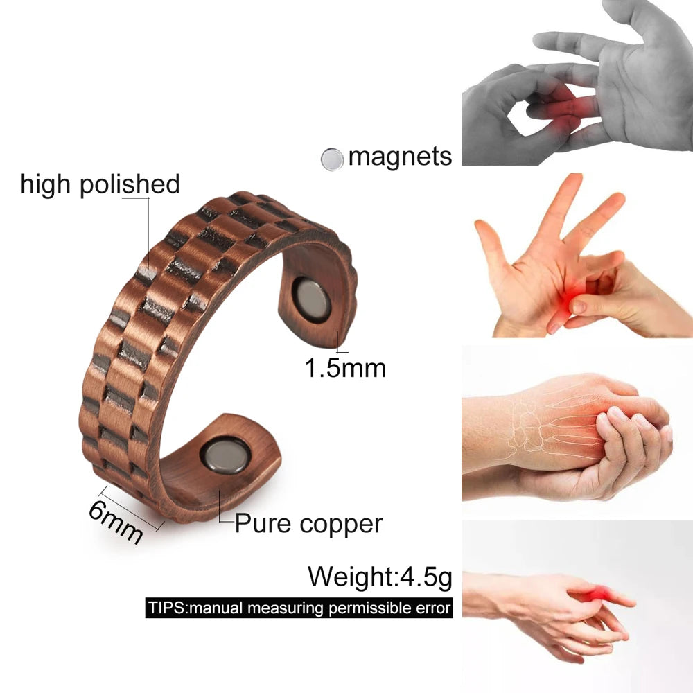 Anillo para Hombres o Mujeres Ring for Men or Women Copper Magnetic Rings 6mm Adjustable ring