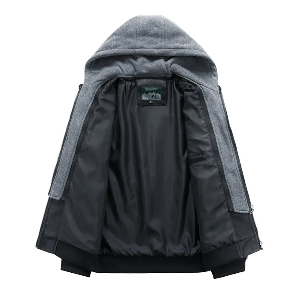 Chamarra para hombres Men's Fall Winter Jacket PU Leather Jackets Stand-up Collar Motorcycle Biker Clothing Casual Detachable Hooded Coats