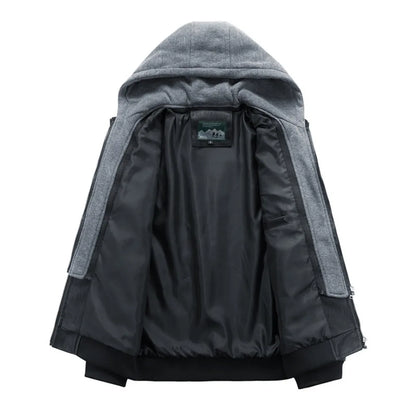 Chamarra para hombres Men's Fall Winter Jacket PU Leather Jackets Stand-up Collar Motorcycle Biker Clothing Casual Detachable Hooded Coats