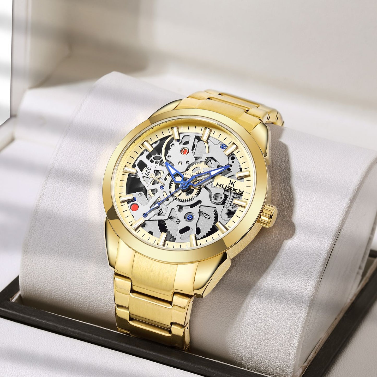 Reloj para Hombre Watch for Men Fashion Casual Design Stainless Steel Skeleton Quartz Watch Men Mens Watches