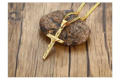 Pendiente y Collar para Hombre o Mujer Cross Necklace for Men Women gold color theme photo