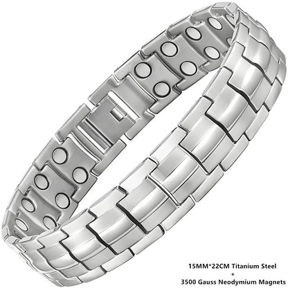 Magnetic Bracelet for Men Pulsera para Hombres with specs on a white background