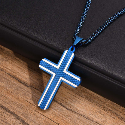 Pendiente y Collar para Hombre Cross Necklaces for Men Cross Cruz Crucifijo Azul