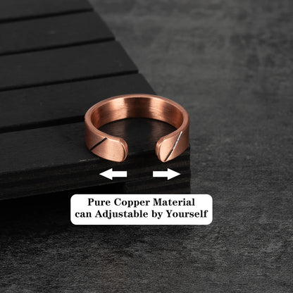 Anillo para Hombres o Mujeres Ring for Men or Women Pure Copper Magnetic Adjustable Rings Magnet Line Open Cuff 6mmResizable Ring