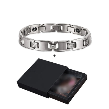 Men's Bracelet Pulsera para hombres Anti-scratch Tungsten Bracelet Cubic Zircone Health Energy Jewelry Couple Lovers Hematite Chain Tungsten Bracelet for Men Women