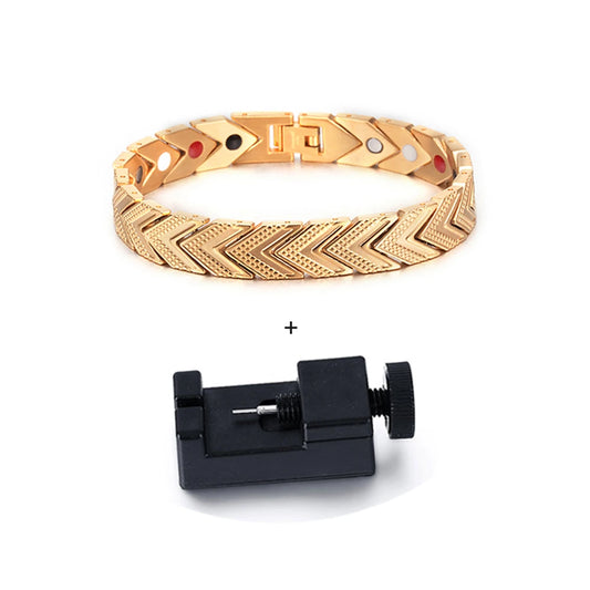 Men's Bracelet Pulsera para hombres Magnetic Bracelets for Women Men Arrow Gold-color Stainless Steel Health Energy Chain Link