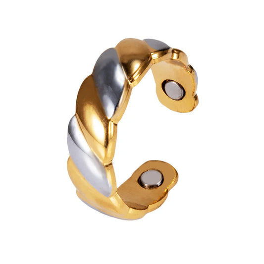 Anillo para Hombres o Mujeres Ring for Men or Women Pure Copper Magnetic Rings Women Big Size Adjustable Gold-color 6.7mm Cuff Bands Resizable Finger Rings