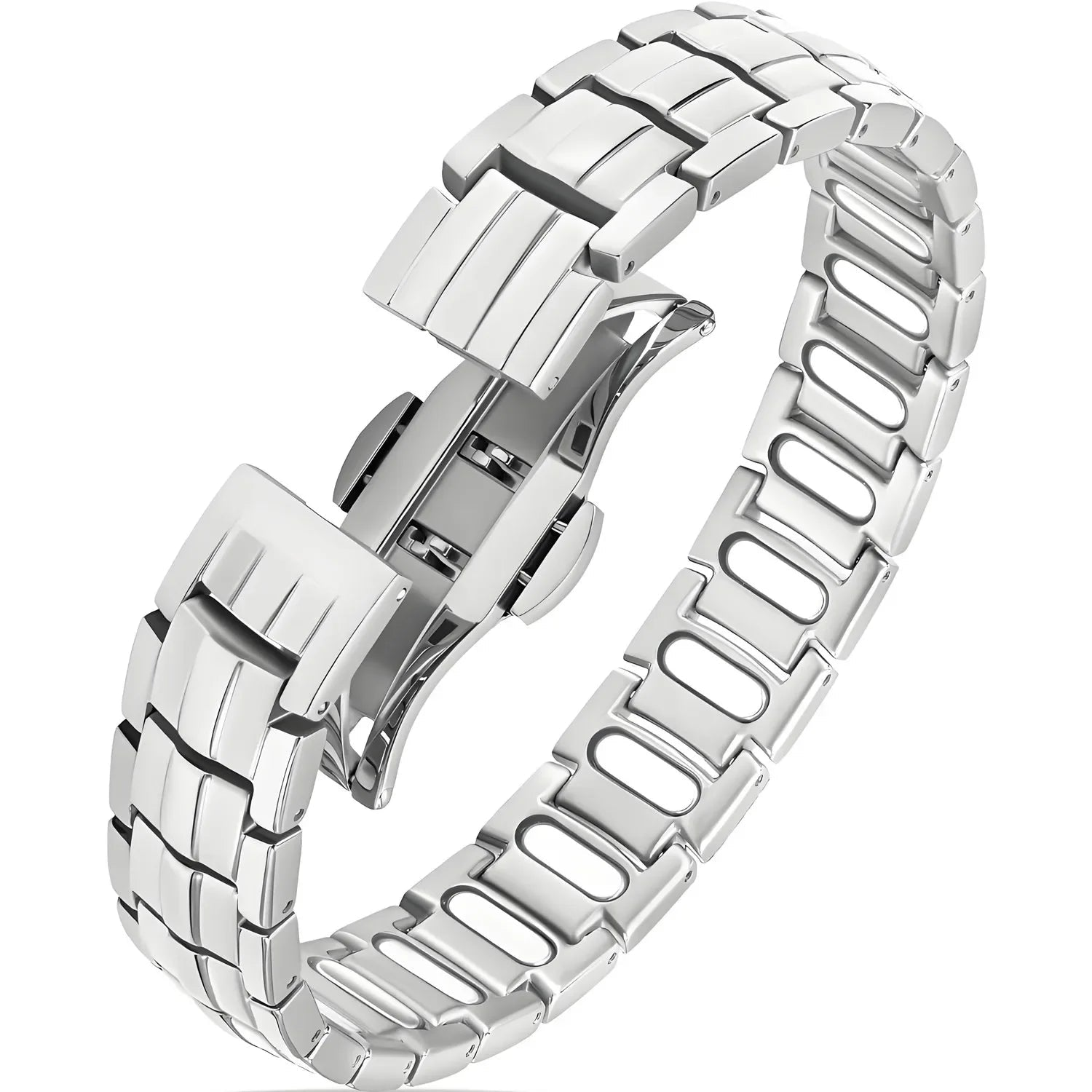 Silver color Magnetic Bracelet for Men Pulsera para Hombres  on a white background