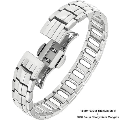 Magnetic Bracelet for Men Pulsera para Hombres on a white background