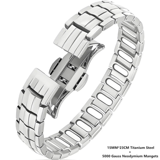 Magnetic Bracelet for Men Pulsera para Hombres on a white background