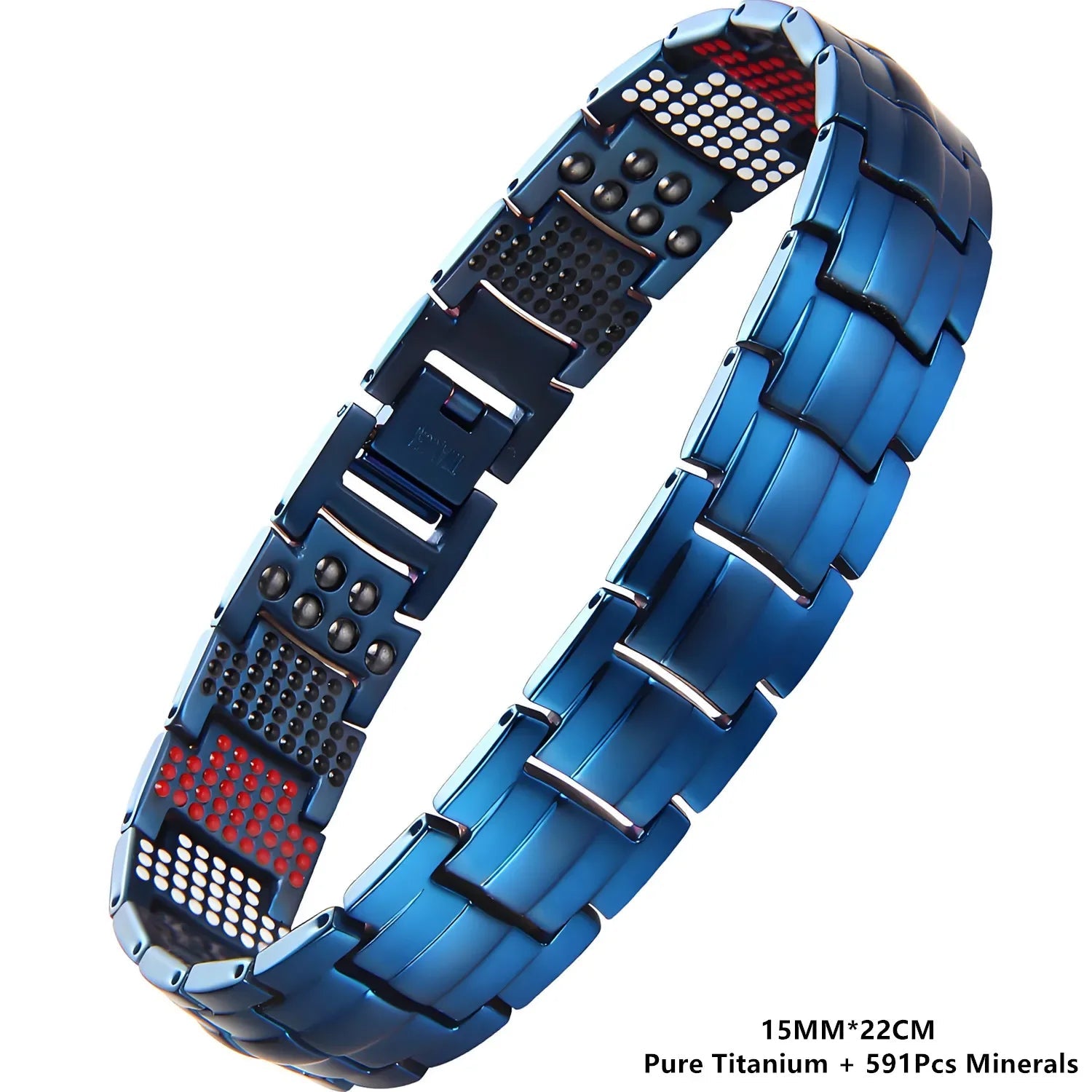 Royal Blue color Magnetic Therapy Bracelet for Men Pulsera de terapia magnetica para Hombres 