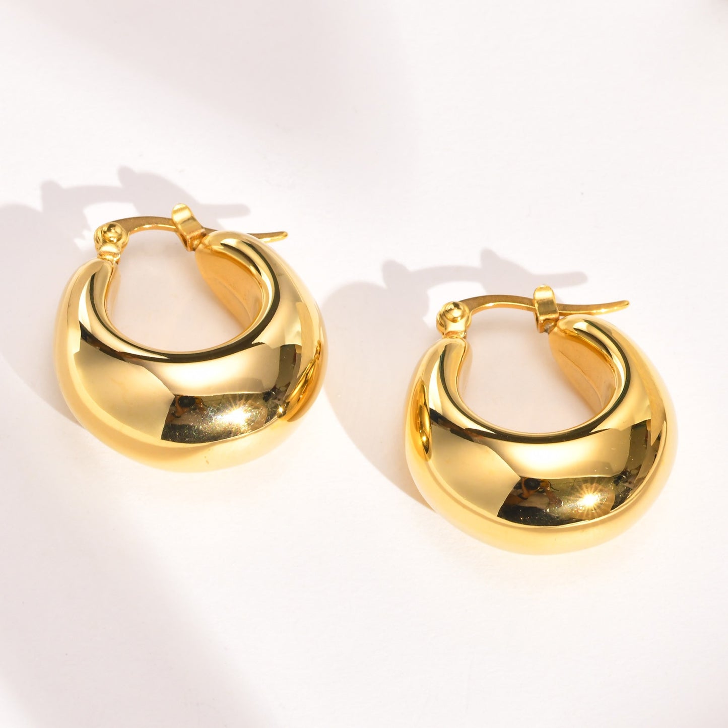 Chunky Round Hoop Earrings for Women Aretes para mujeres 