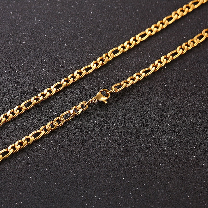 3D Vertical Bar Necklaces for Men golden color Pendiente y Collar para Hombre