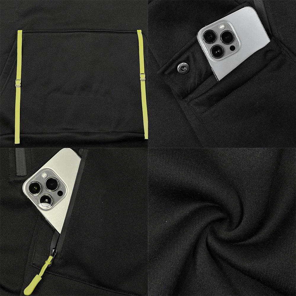 Sudadera para Hombres Men's Sweatshirts Autumn Winter New Thin Fleece Lining  Hooded Sweatshirt Zip Multi-pocket Pullover Men's Sports Jacket Men