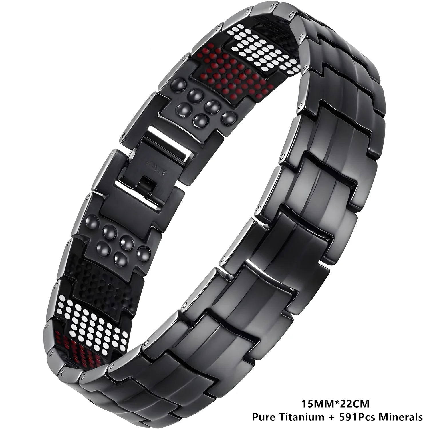 Black Metal Magnetic Therapy Bracelet for Men Pulsera de terapia magnetica para Hombres 