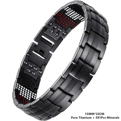Black Metal Magnetic Therapy Bracelet for Men Pulsera de terapia magnetica para Hombres 