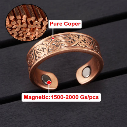 Anillo para Hombres o Mujeres Ring for Men or Women Pure Copper Magnetic Rings Viking Vintage 6.5mmFinger Cuff Adjustable Resizable