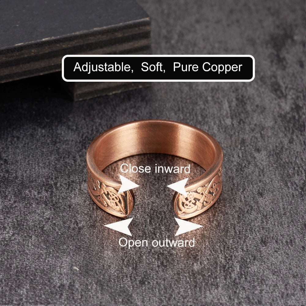 Anillo para Hombres o Mujeres Ring for Men or Women Pure Copper Magnetic Rings Viking Vintage 6.5mmFinger Cuff Adjustable Resizable