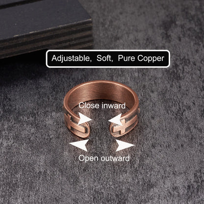 Anillo para Hombres o Mujeres Ring for Men or Women Pure Copper Magnetic Rings Cross 6.5mm Adjustable ring Resizable
