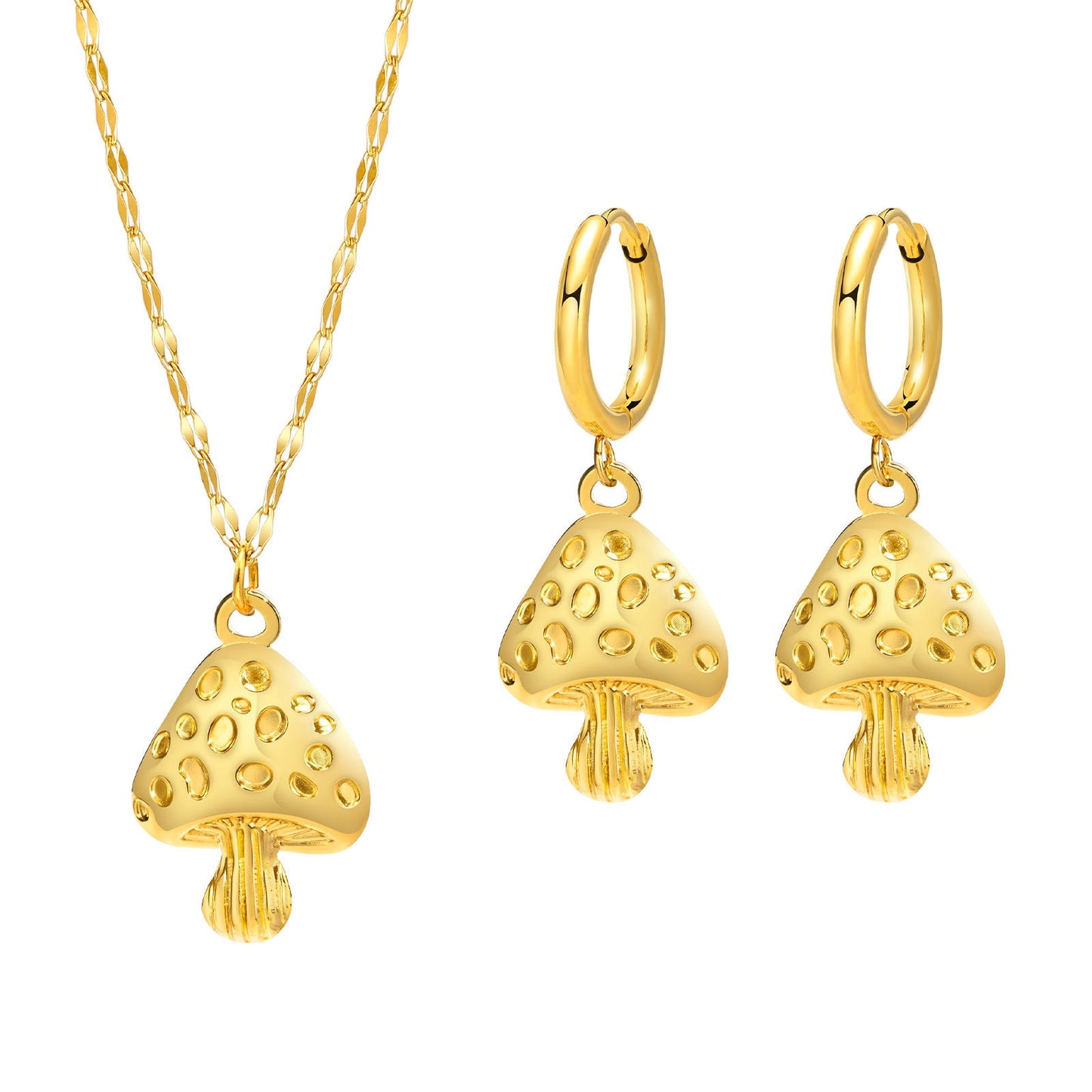 Dainty Mushroom Charms earrings Necklace for Women Aretes para mujeres 
