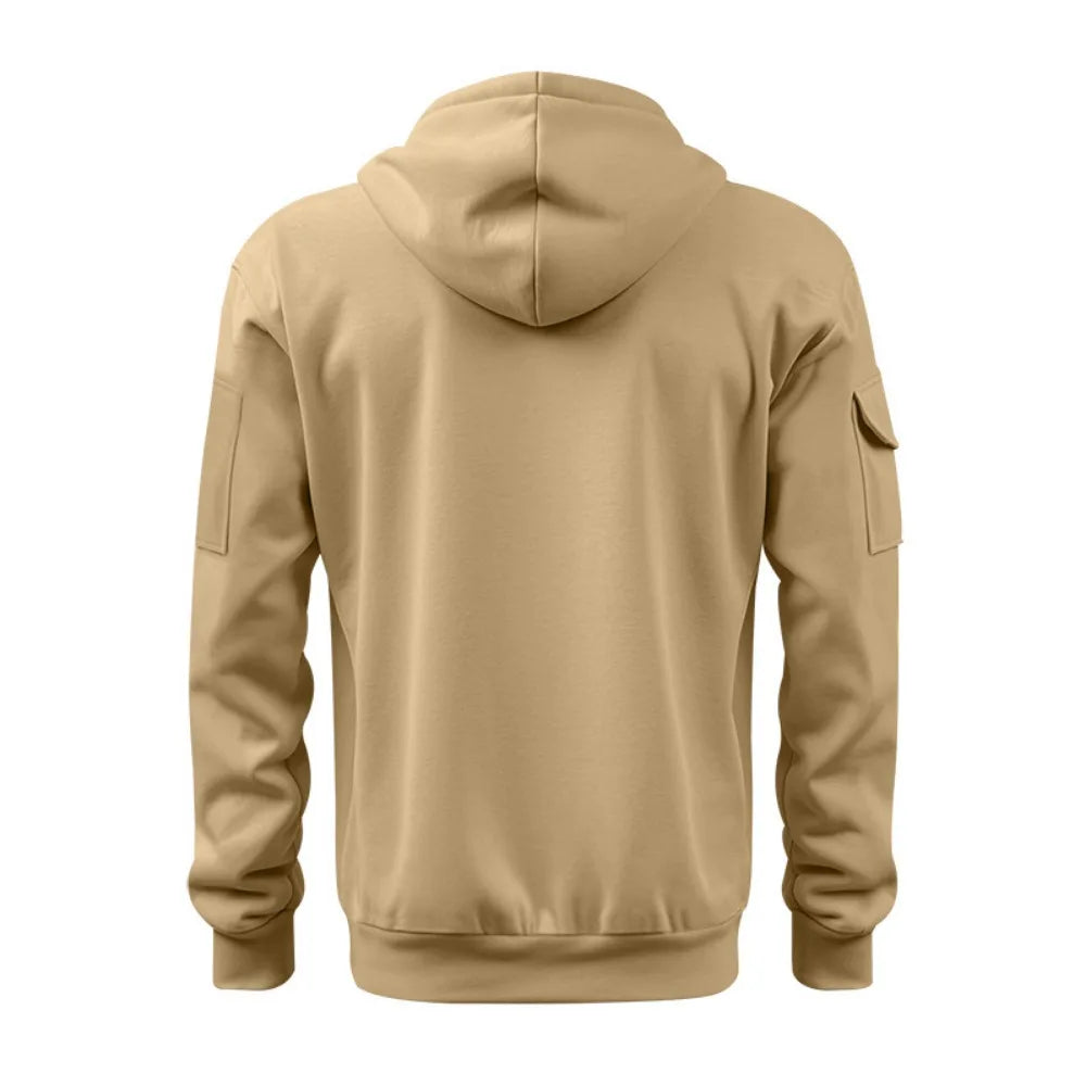 Sudadera para Hombres Men's Sweatshirts Autumn Winter New Thin Fleece Lining  Hooded Sweatshirt Zip Multi-pocket Pullover Men's Sports Jacket Men