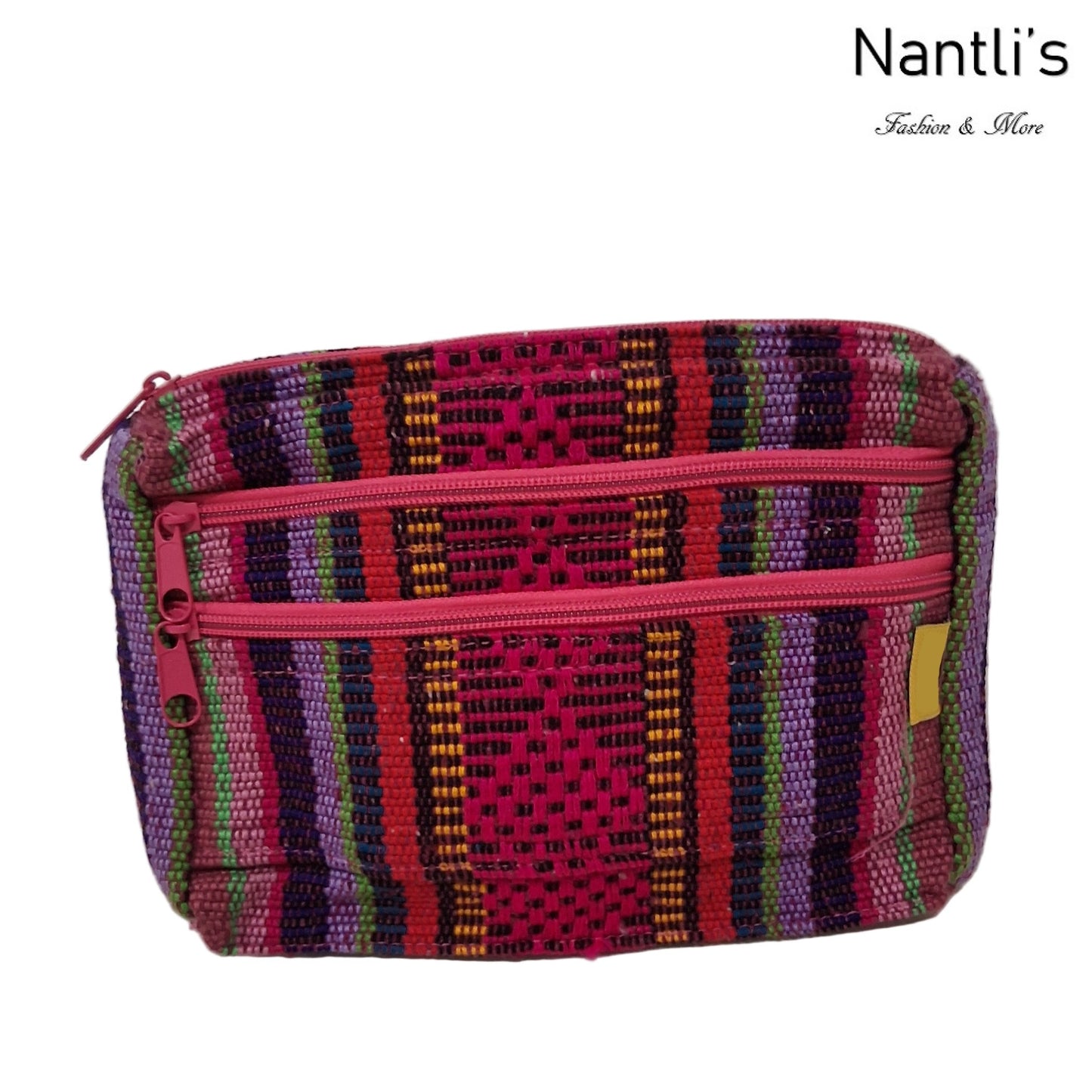 Extra small fanny pack (the fanny pack strap is the same color pattern of the fanny pack) with background of a pretty women in bathing suit and sunglasses wearing it at the beach resort