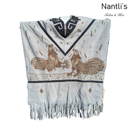 Jorongo Mexicano TM-LMGC003 Gaban de Cuero Pirograbado Leather Mexican Poncho with Pyrography Art