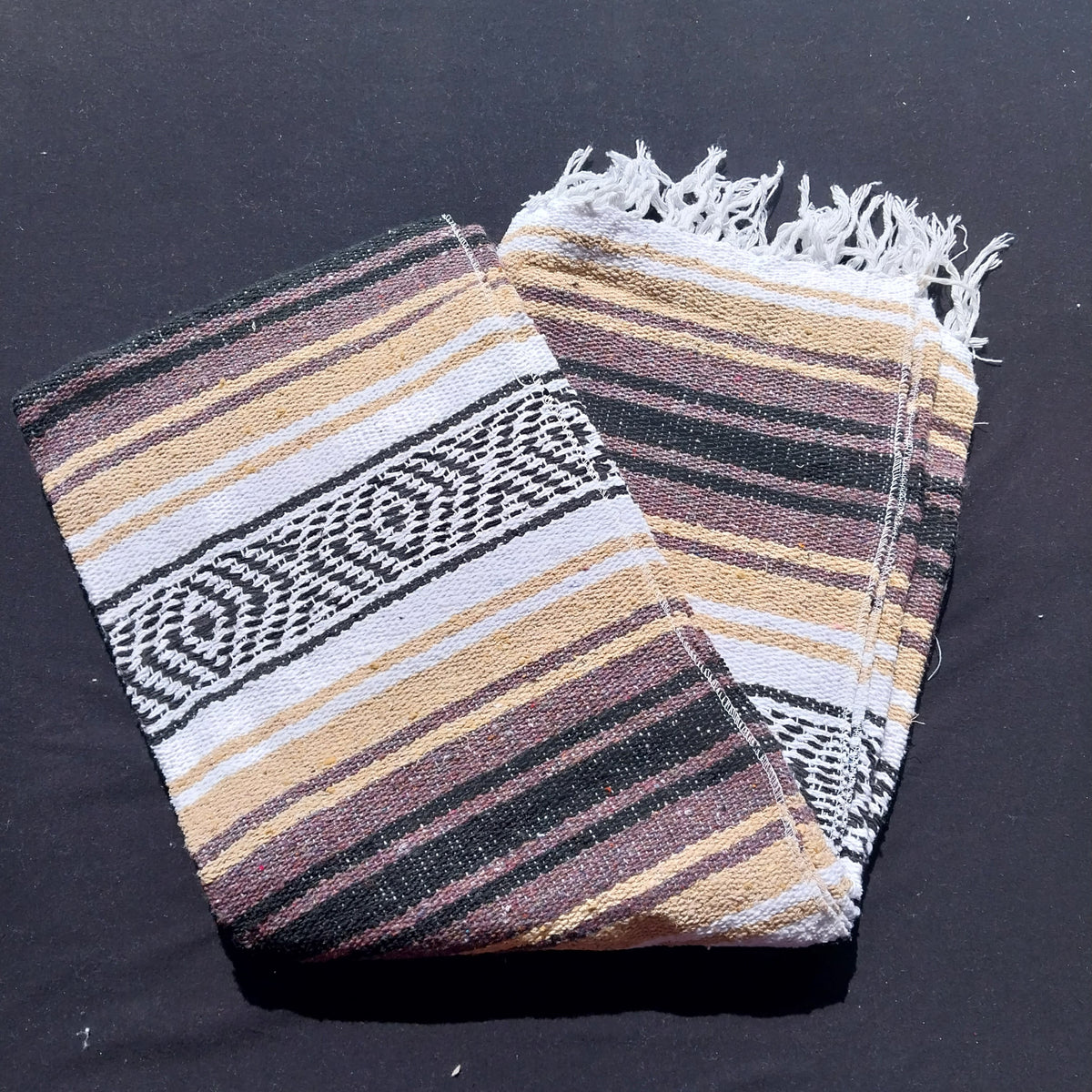 El Sarape Ropa Zarape Mexicano TM-Falsa-30 Beige-Brown Mexican Serape Yoga Mat Picnic ...