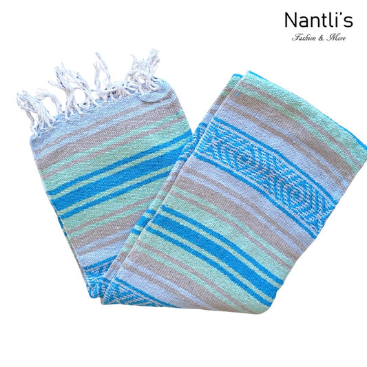 Zarape Mexicano TM-Falsa-40 Aqua Mexican Serape Yoga Mat Picnic Blanket