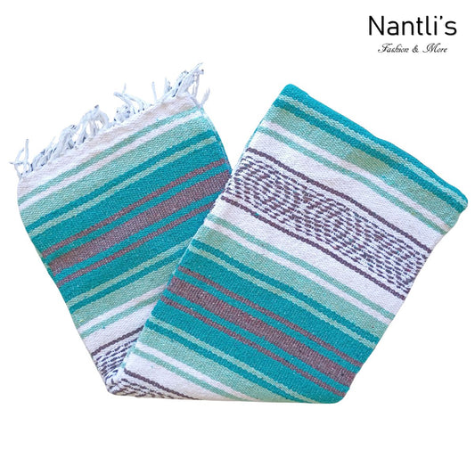 Zarape Mexicano TM-Falsa-41 Aqua Mexican Serape Yoga Mat Picnic Blanket