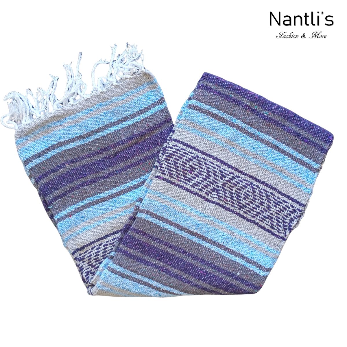 Zarape Mexicano TM-Falsa-44 Blue-Purple Mexican Serape Yoga Mat Picnic Blanket