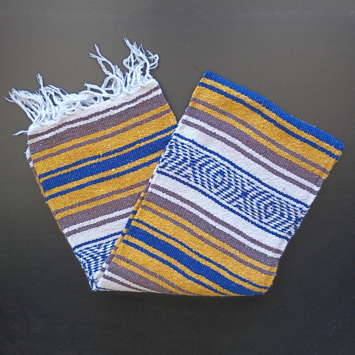 Zarape Mexicano TM-Falsa-46 Gold-Blue Mexican Serape