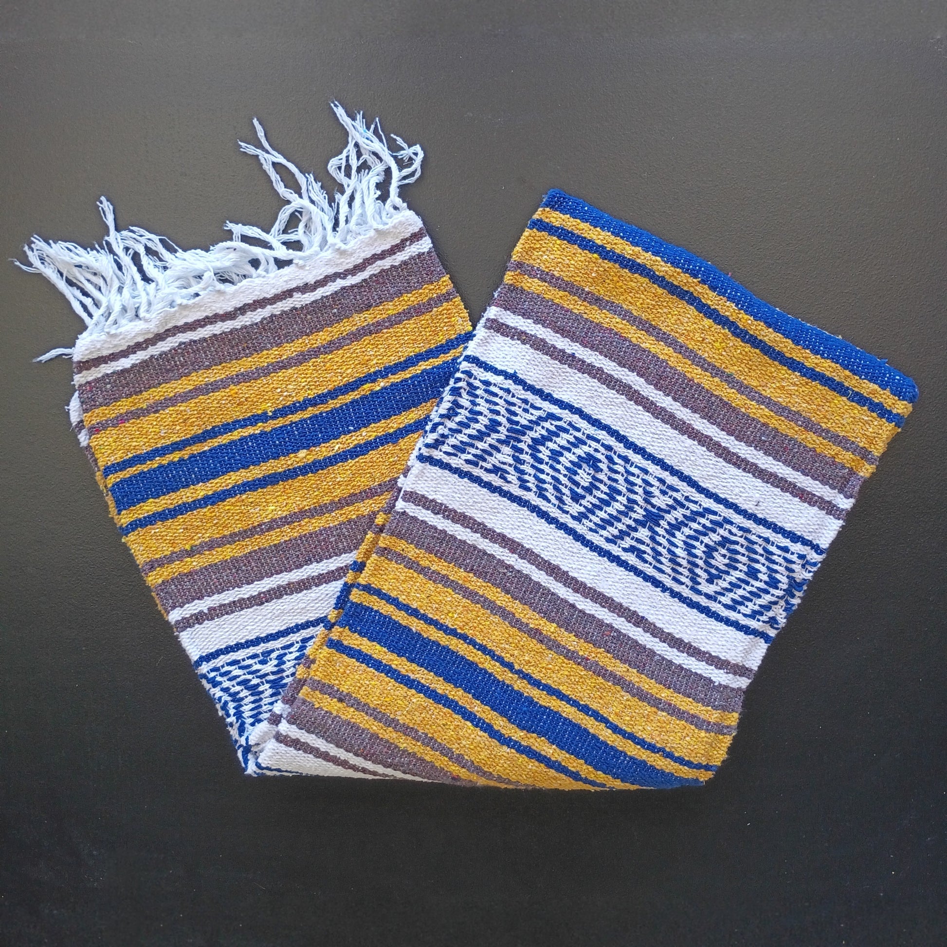 Zarape Mexicano TM-Falsa-46 Gold-Blue Mexican Serape