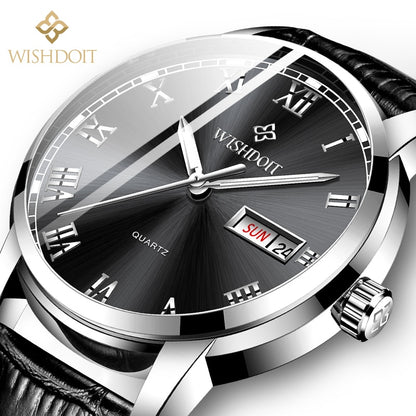 Reloj para hombre Men's Watch Men Watch Waterproof Luminous Stainless Steel Calendar Men watch Wristwatchsilver black
