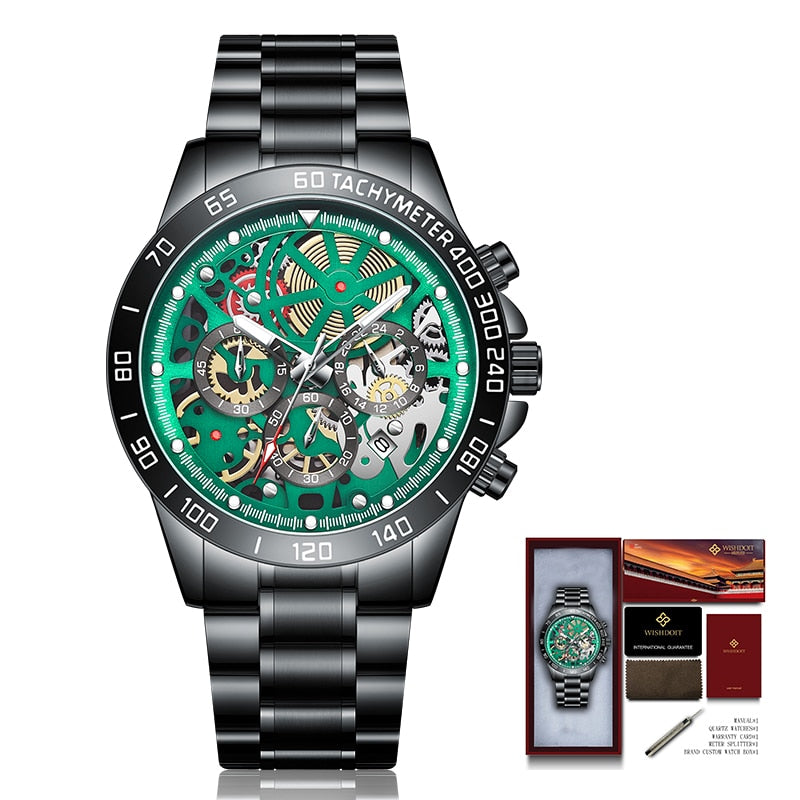 Reloj para hombre Men's Watch Men's Casual Sports Watch, Men's Watch, Waterproof Luminous Stainless Steel Men's Wrist Watch black green