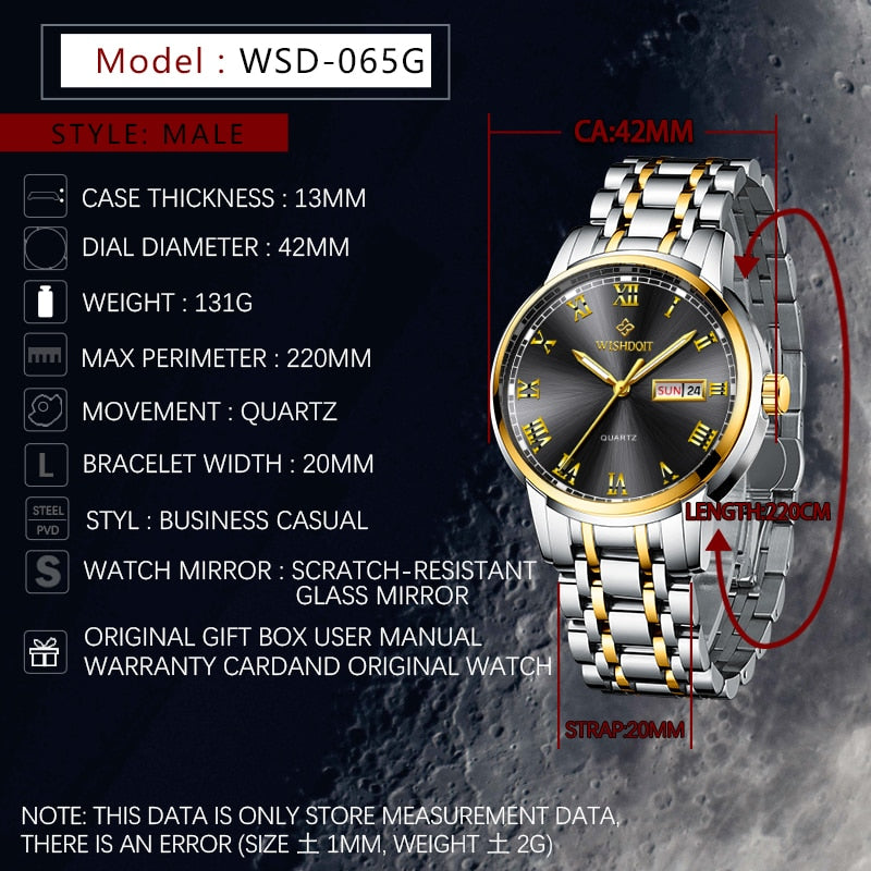 Reloj para hombre Men's Watch Men Watch Waterproof Luminous Stainless Steel Calendar Men watch Wristwatch details