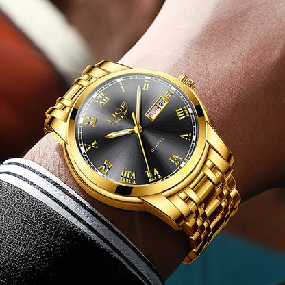 Reloj para Hombre Men Watch Waterproof Stainless Steel with date week Quartz Watches Men's Business Dress Clock