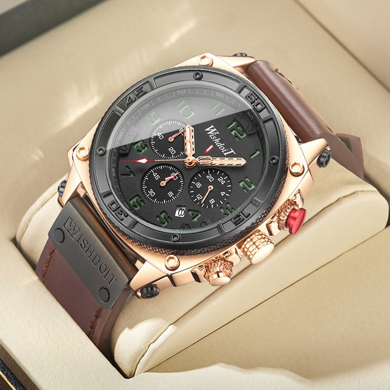 Reloj para hombre Men's Watch Casual Sports Watch Men's Military Watch Men's Clock Fashion Chronograph Watch brown band