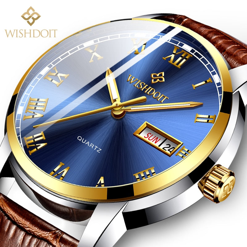 Reloj para hombre Men's Watch Men Watch Waterproof Luminous Stainless Steel Calendar Men watch Wristwatch golden silver brown